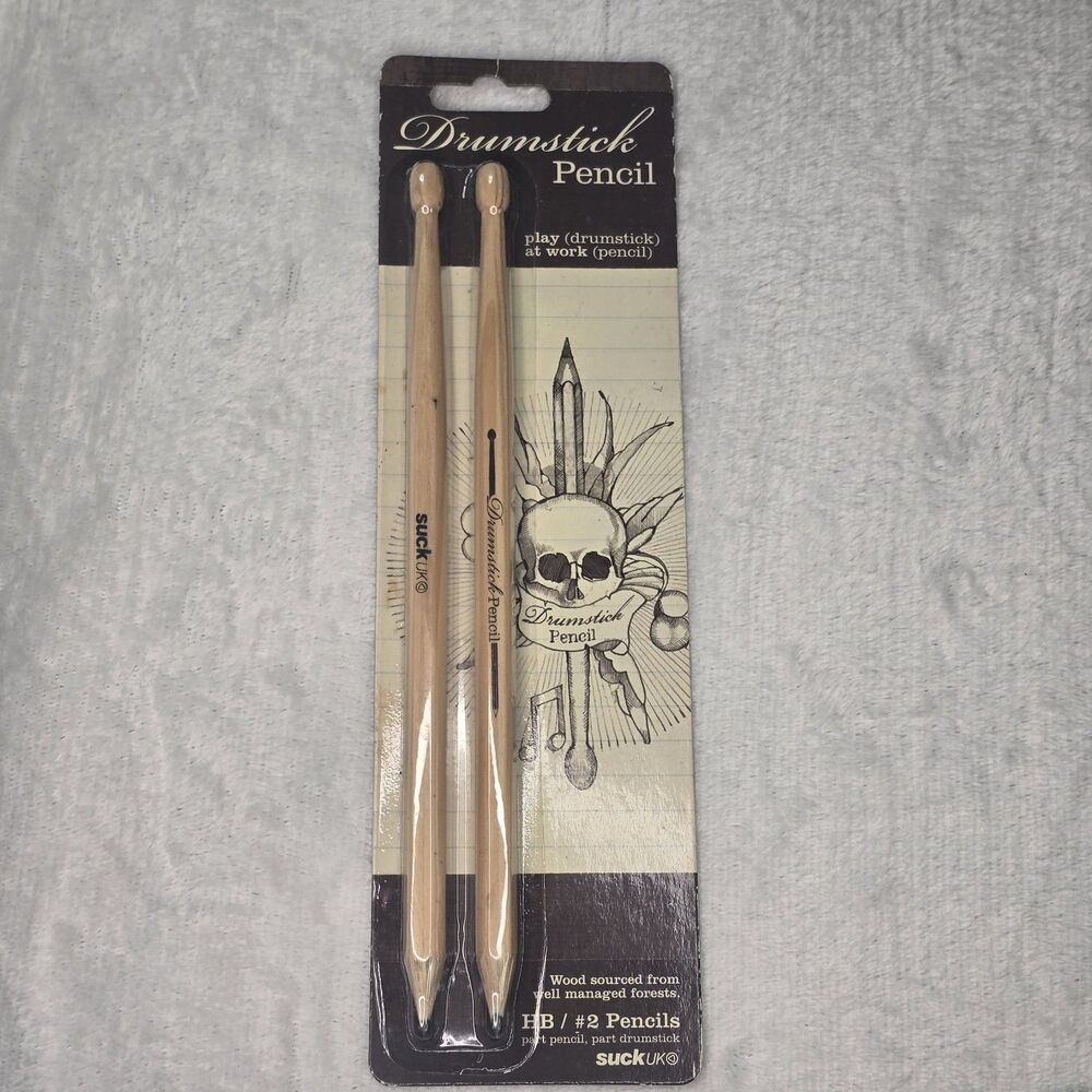 Drumstick Pencil Set HB #2 By Suck UK Desktop Pro Drumming SKILLS Sealed New
